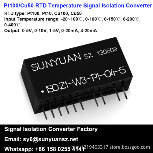 Pt100 RTD Signal to Analog Signal Isolation Converter